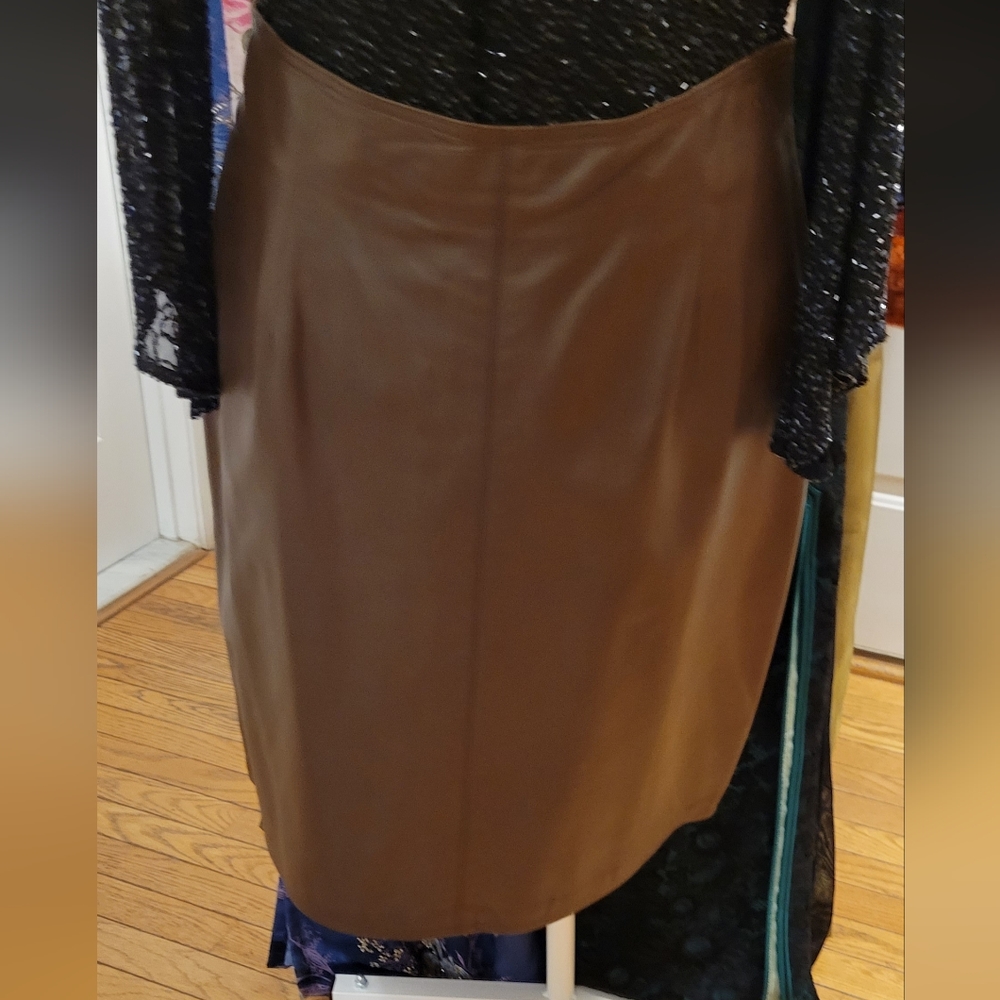 Brown leather skirt